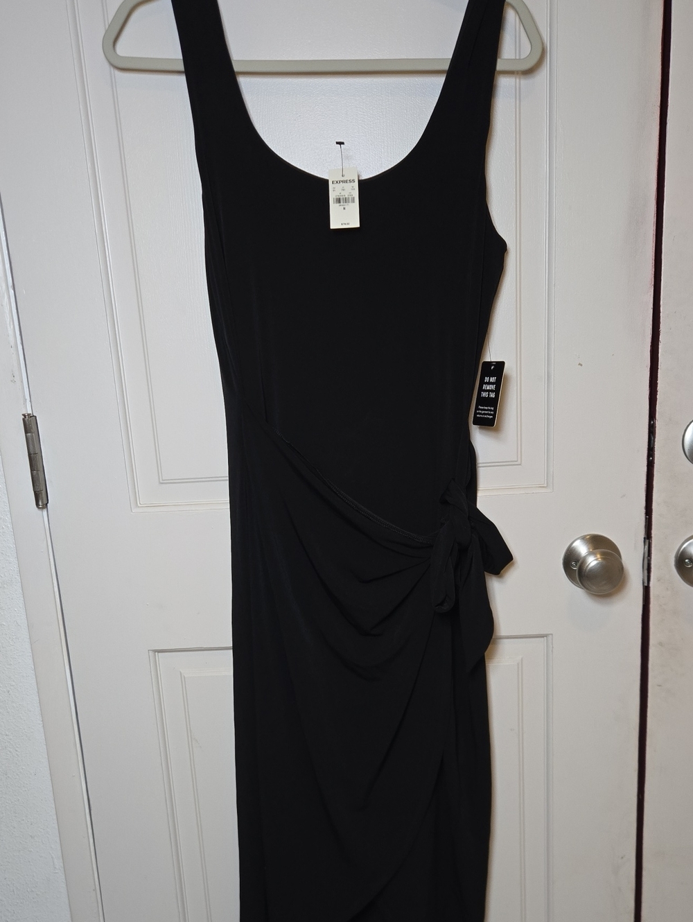 NWT Express Black Sleeveless Midi Dress with Side Tie